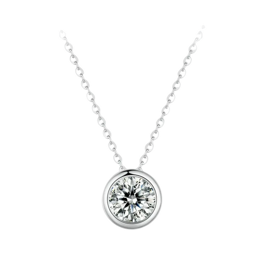 Bezel Moissanite Pendant Necklace Medium