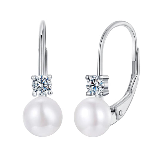 Moissanite Freshwater Pearl Earrings