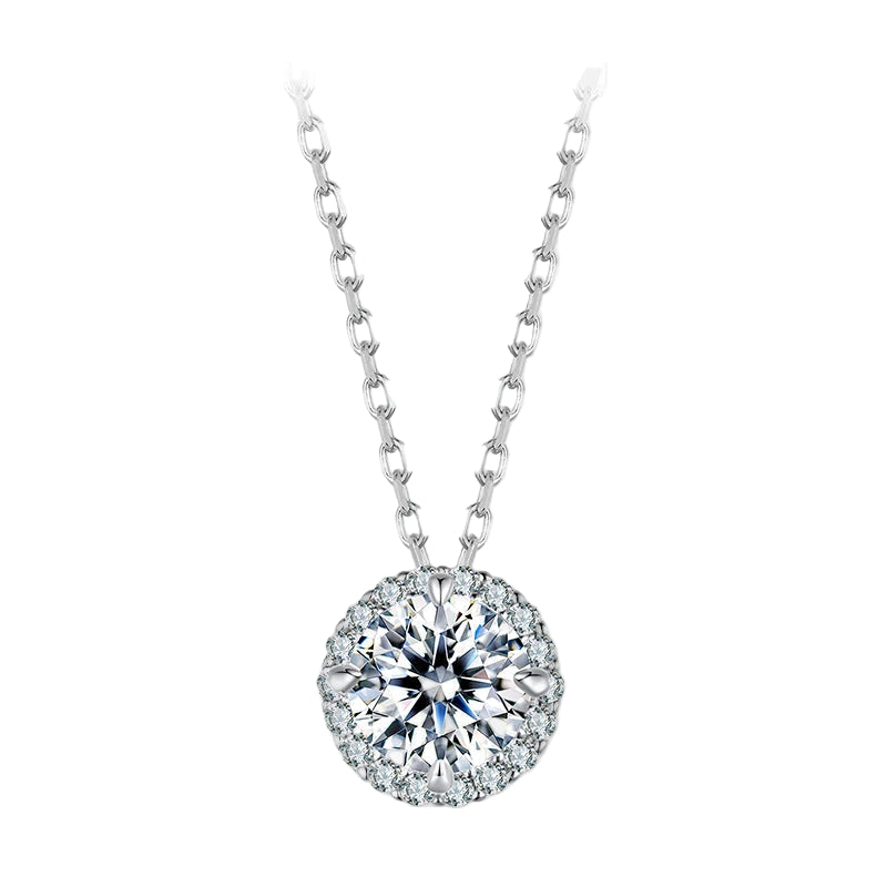 Diamond necklace on a white background