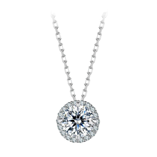 Diamond necklace on a white background