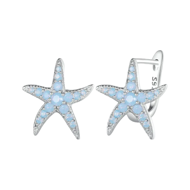 925 sterling silver Opal  Starfish earrings