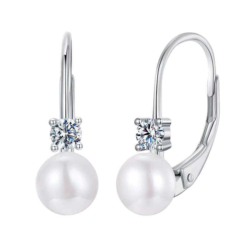 Moissanite Freshwater Pearl Earrings